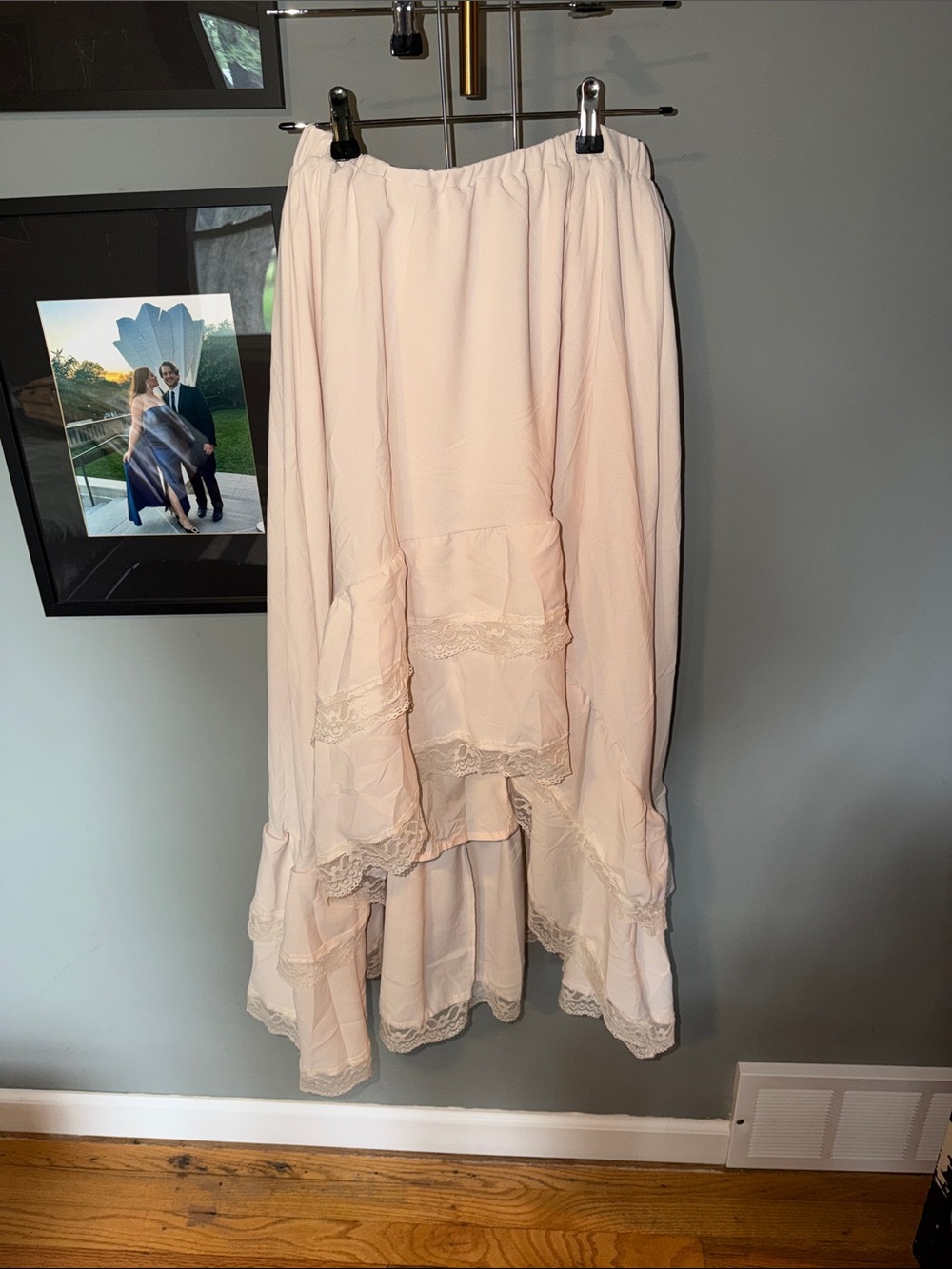 Women's Cream Ruffle Maxi Skirt